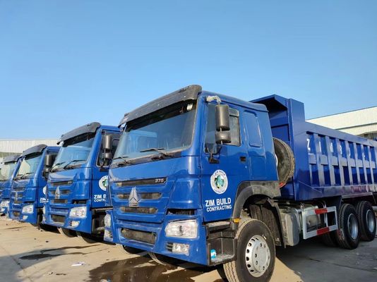 Transmissão manual Tipo 6×4 Tração Rodada Sinotruck HOWO Blue Dump Truck 10 pneus