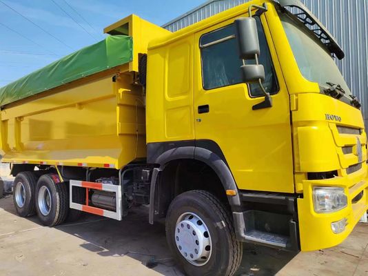 6*4 Caminhão de tipo U amarelo com capotador Caminhão de direita Caminhões de descarga para construção Caminhões de descarga para construção Caminhões de descarga para construção Caminhões de descarga para construção Caminhões de descarga para construção Caminhões HOWO Assentos ≤5